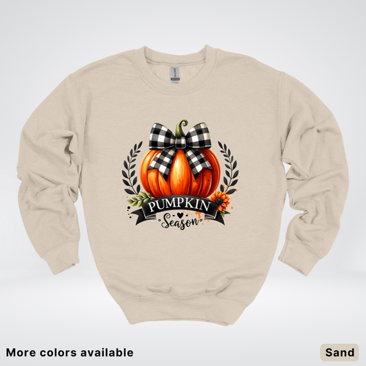 Pumpkin Season Black Plaid Bow - Sweatshirt