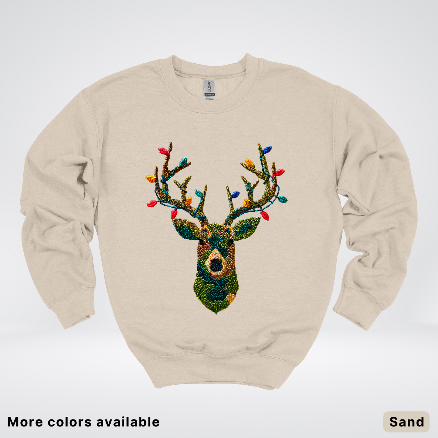 Rustic Reindeer Lights – Hook Yard Faux Texture - Crewneck Sweatshirt
