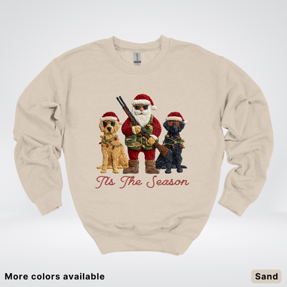 Tis The Season Hunting Santa Hook Yard Faux - Crewneck Sweatshirt