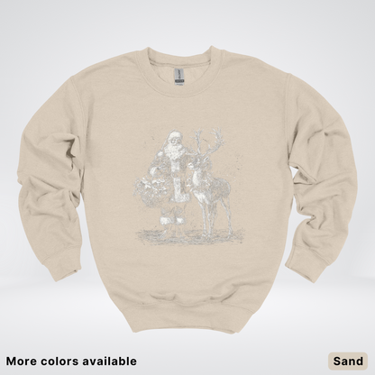 Vintage Santa and Reindeer - Crewneck Sweatshirt