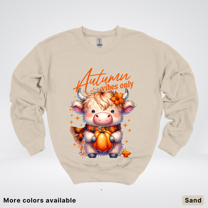 Autumn Fall Vibes Only Small Cow Calf Pumpkin - Crewneck Sweatshirt