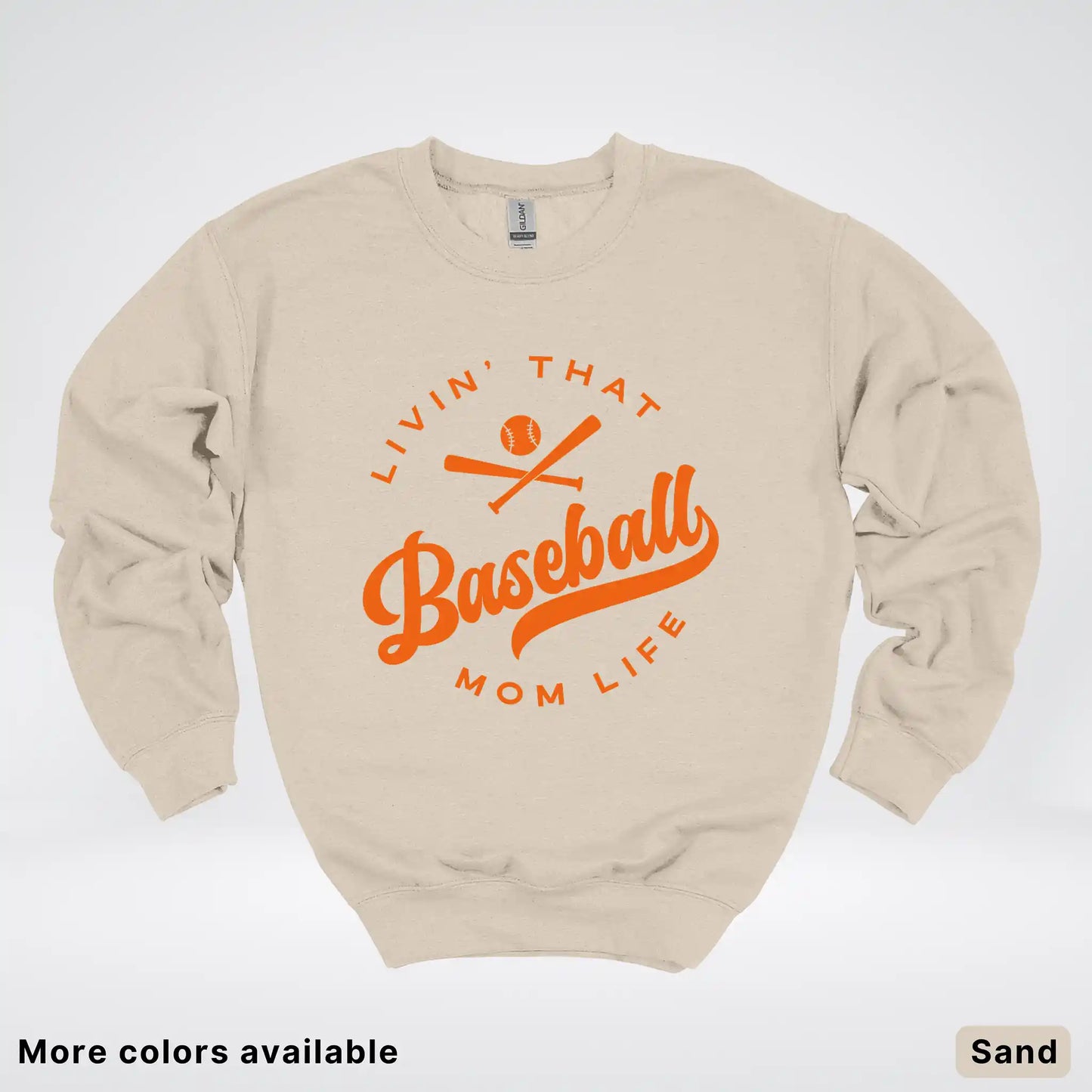 Livin' That Baseball Mom Life – Orange Design - Crewneck Sweatshirt