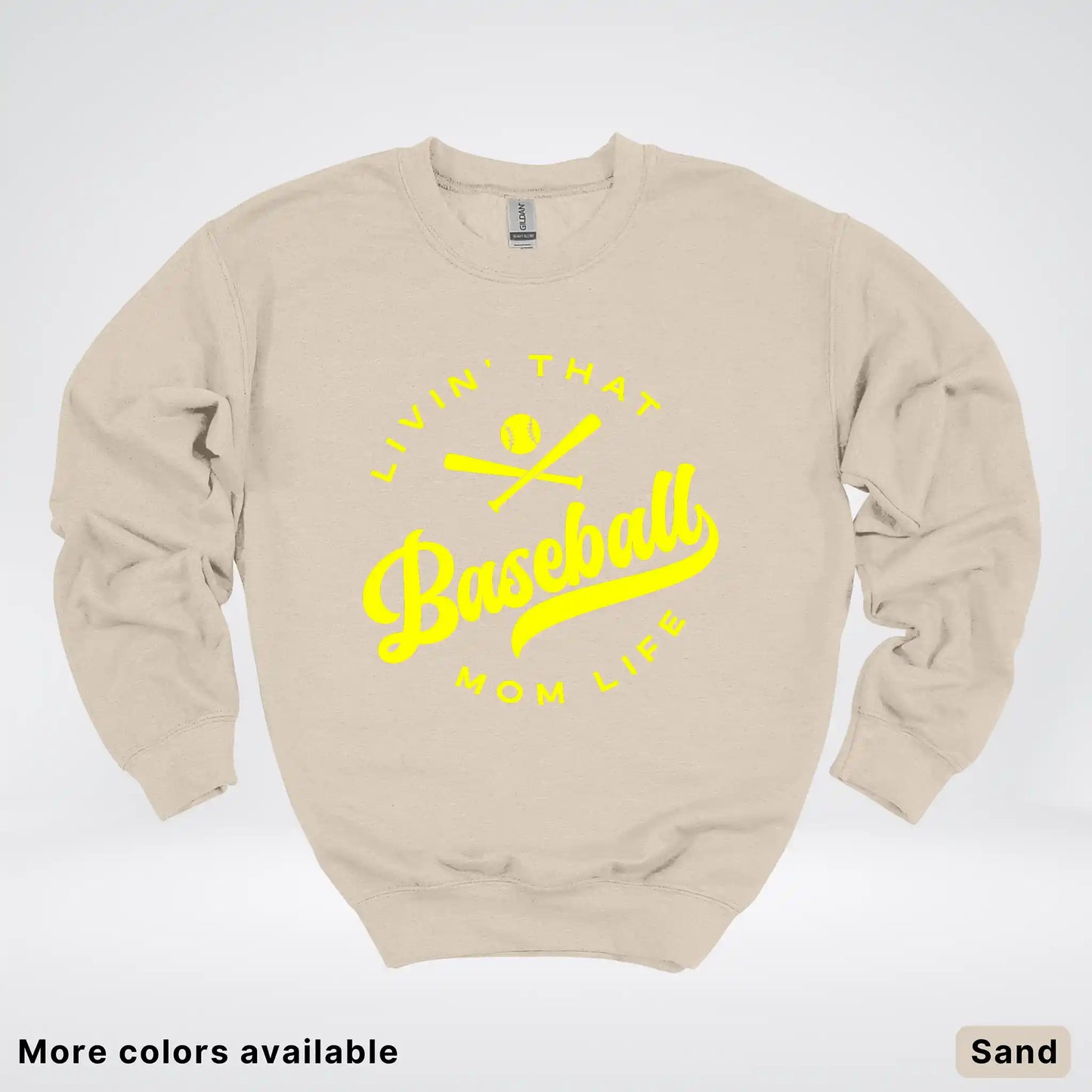 Livin' That Baseball Mom Life - Yellow Design - Crewneck Sweatshirt