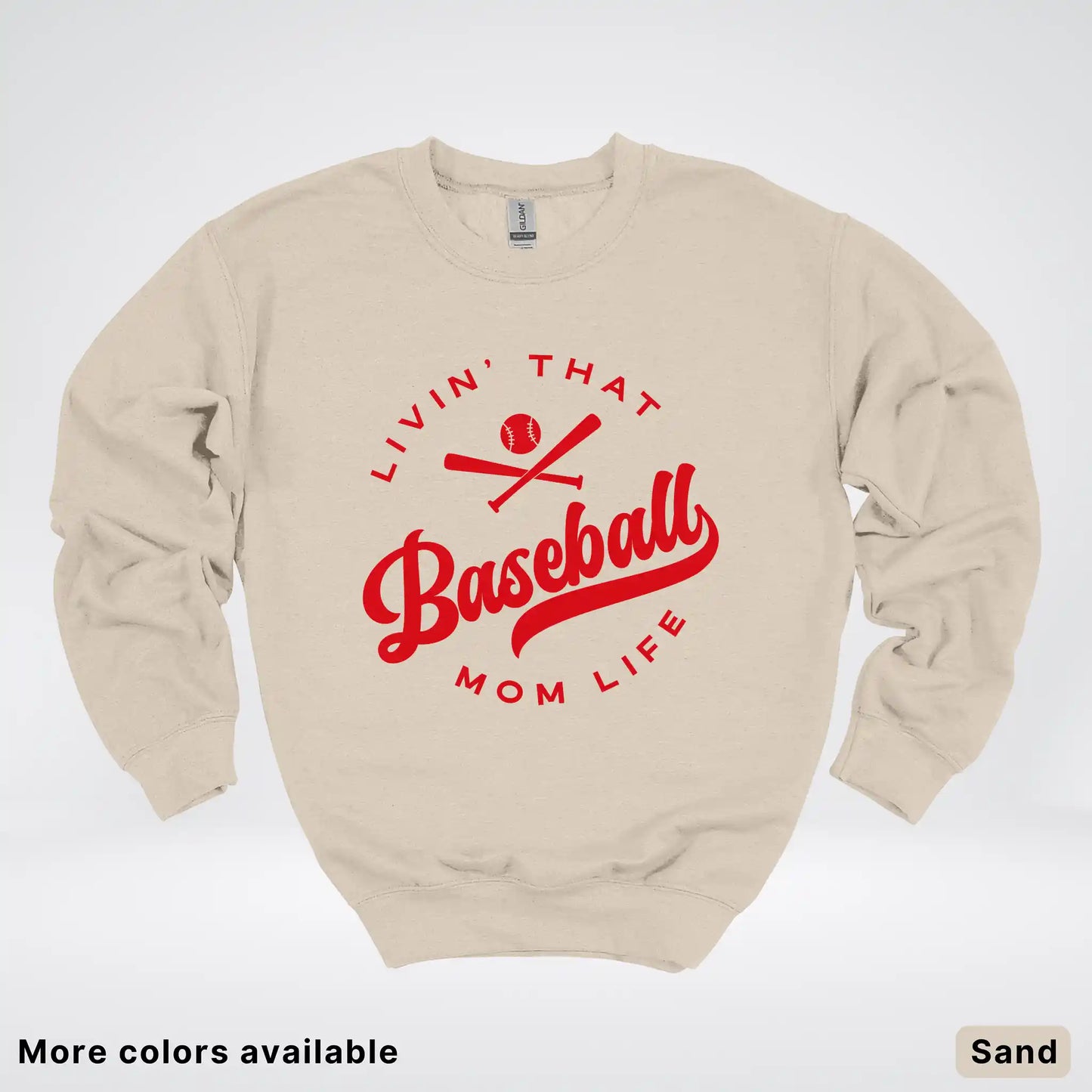 Livin' That Baseball Mom Life - Red Design - Crewneck Sweatshirt