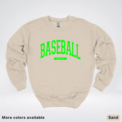 Baseball 24/7 – Green Design - Crewneck Sweatshirt