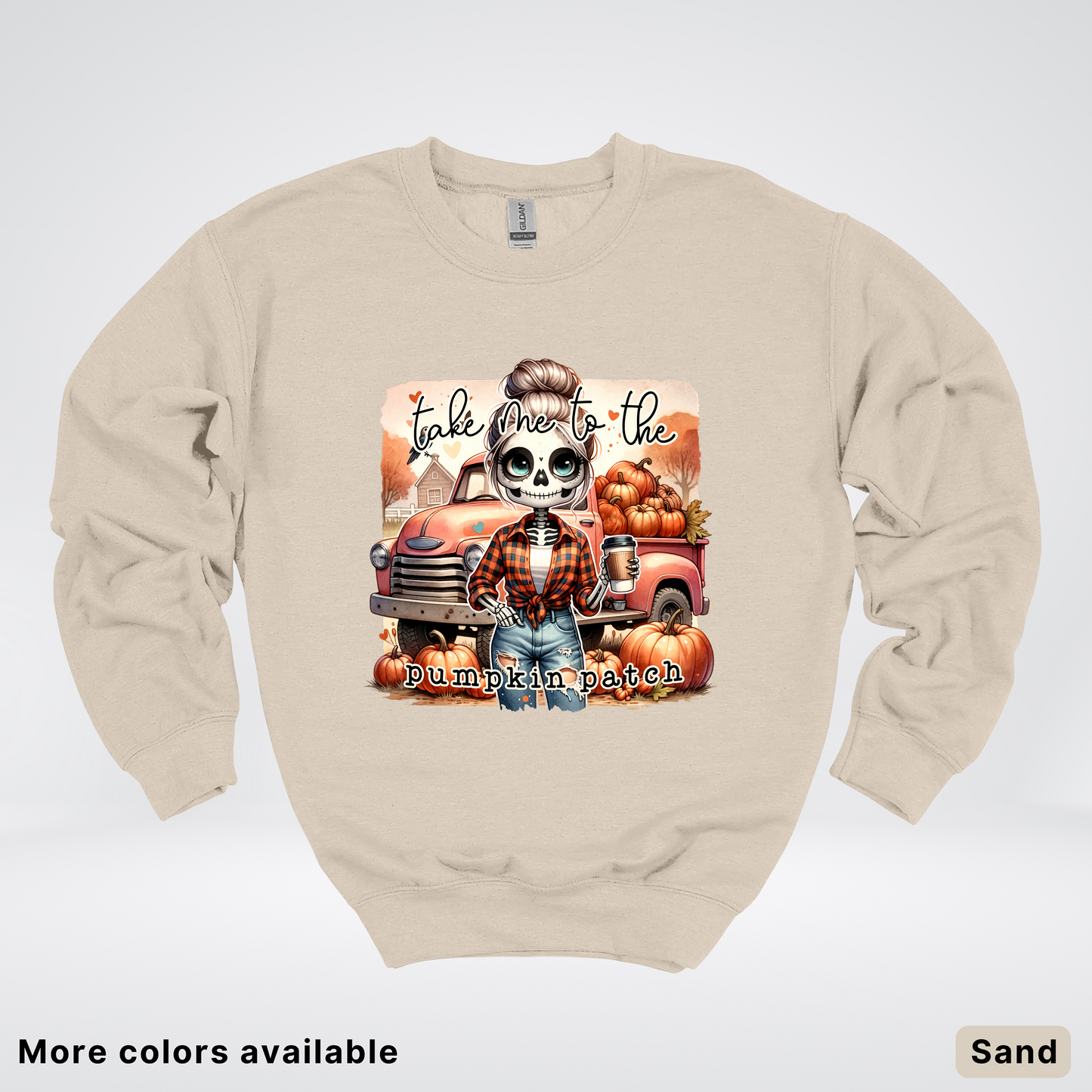 Take Me To The Pumpkin Patch Skeleton - Crewneck Sweatshirts