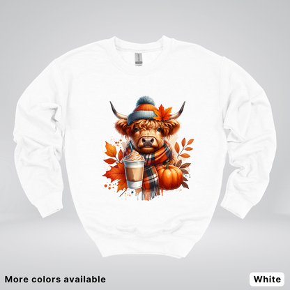 Fall Cow Cold Brew Coffee Pumpkin - Crewneck Sweatshirts