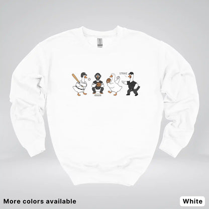 Baseball Goose Squad – Funny Baseball Goose Graphic Crewneck Sweatshirt