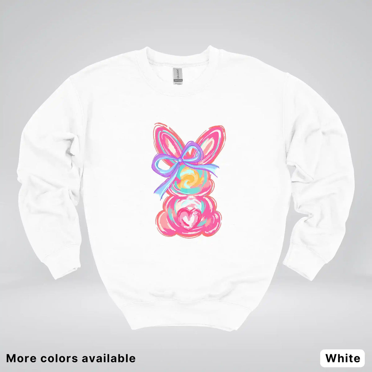 Coquette Easter Bunny – Pastel Bow Bunny Spring Graphic - Crewneck Sweatshirt
