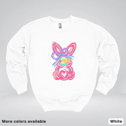 Coquette Easter Bunny – Pastel Bow Bunny Spring Graphic - Crewneck Sweatshirt