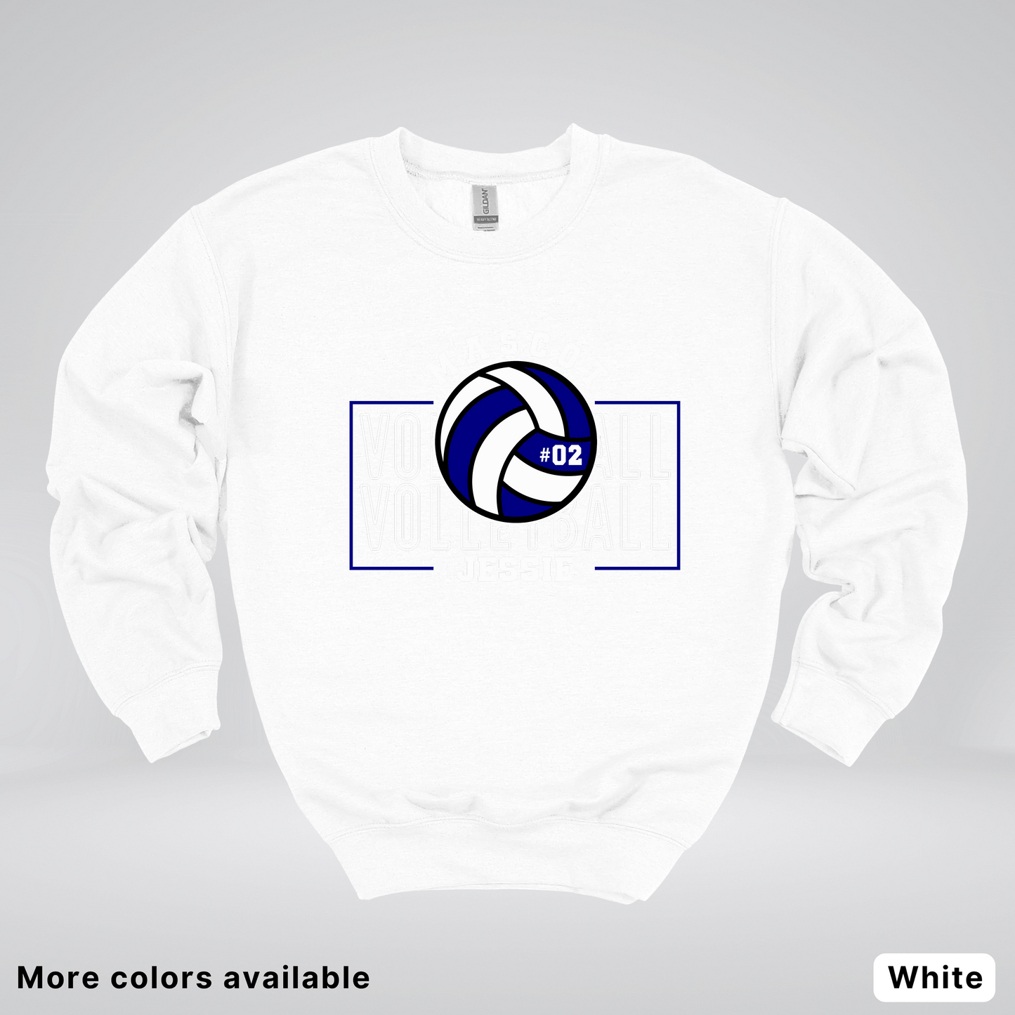 Custom Mascot, Number, & Name – Navy - Volleyball Design 13 Crewneck Sweatshirt
