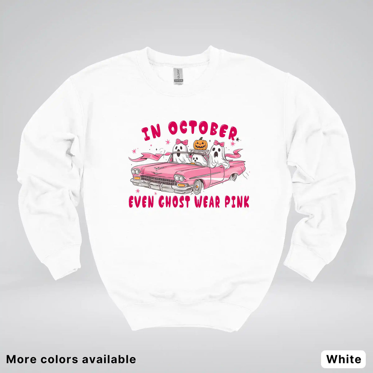 In October Even Ghost Wear Pink Breast Cancer Awareness Crewneck Sweatshirt
