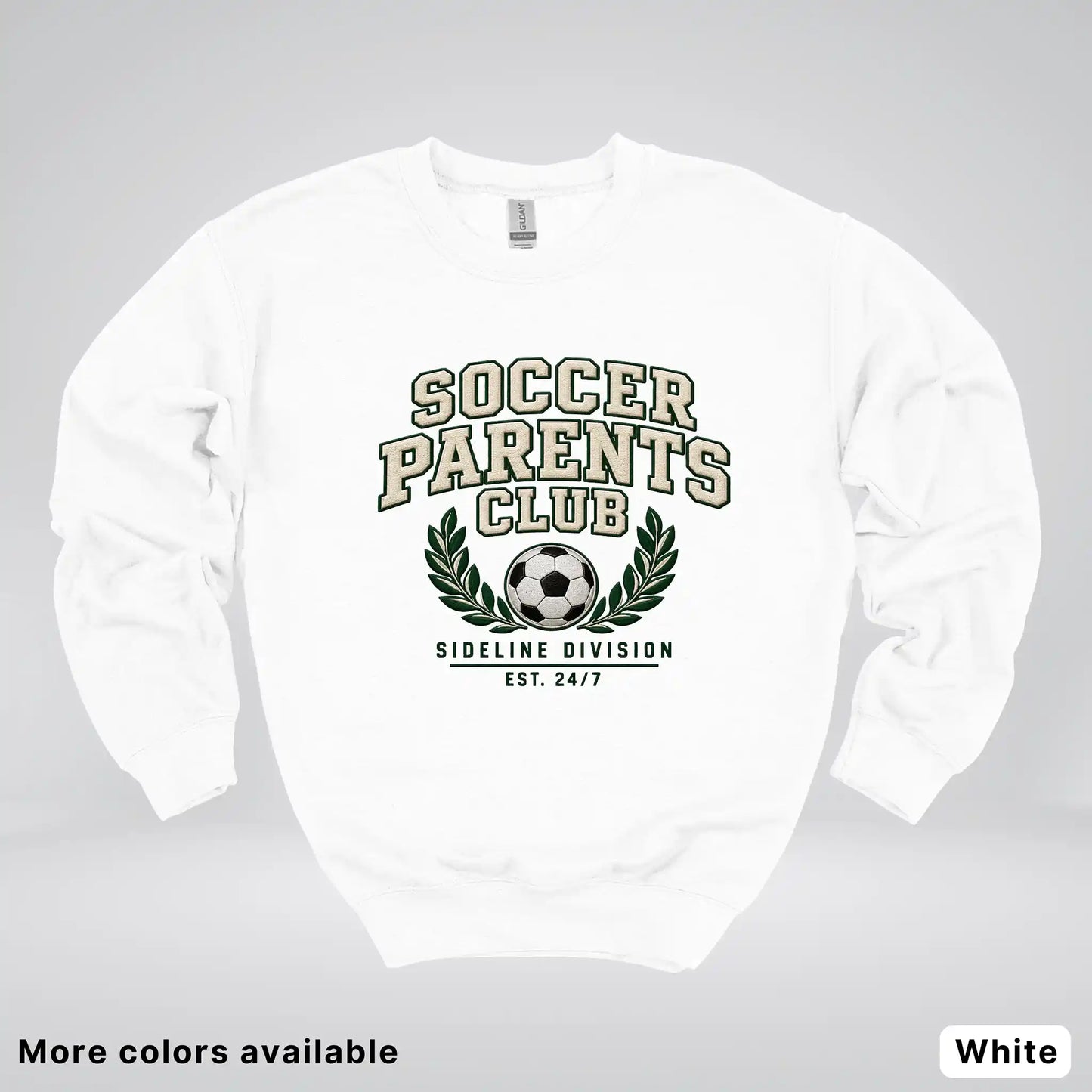 Soccer Parents Club Faux Embroidery Sideline Crewneck Sweatshirt