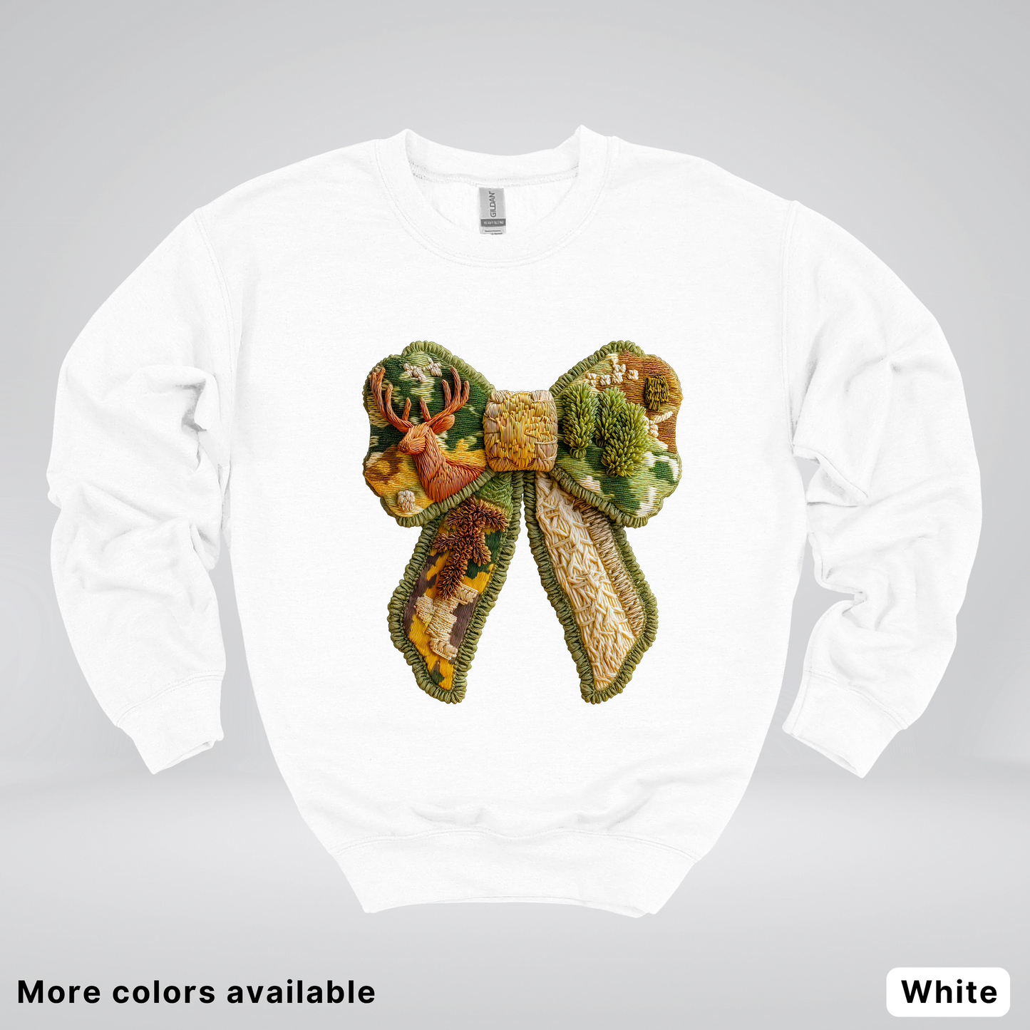 Forest Berry Bow Hook Yard Faux Look - Crewneck Sweatshirt