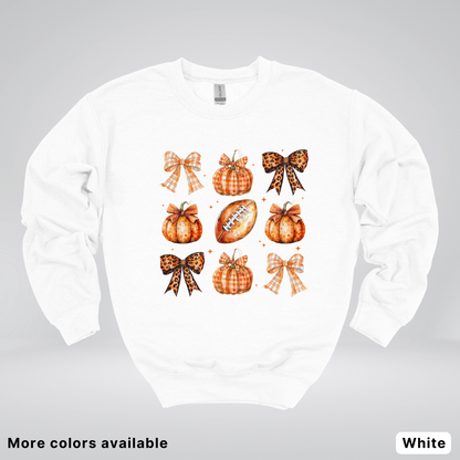 Football Coquette Ribbon Bow Plaid Pumpkin Fall - Sweatshirt