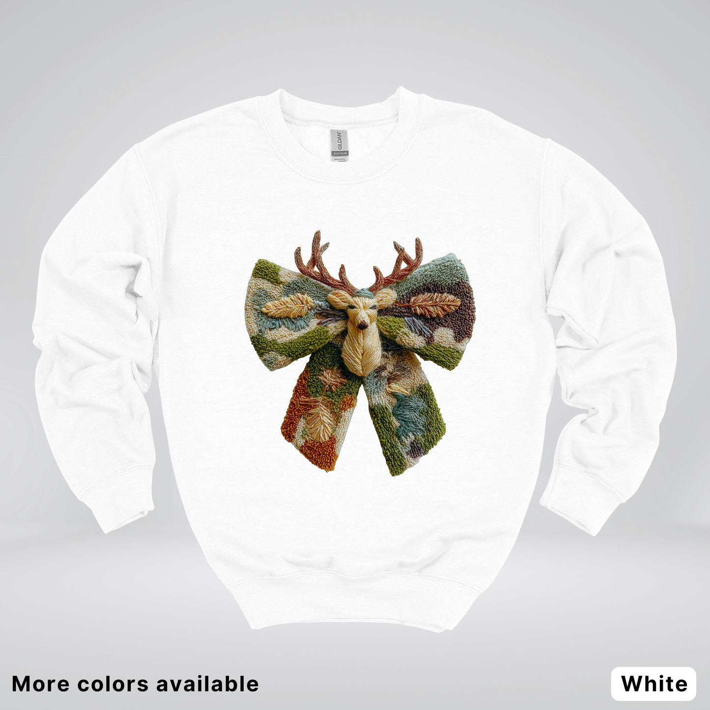 Neutral Woodland Bow Hook Yard Faux - Crewneck Sweatshirt