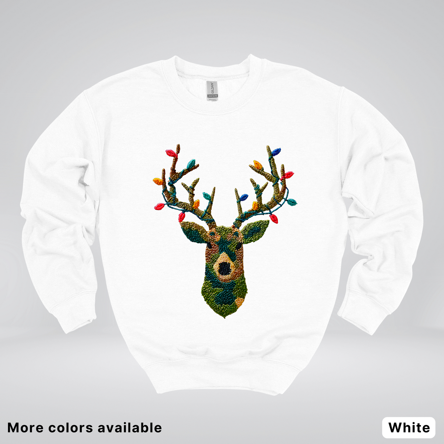 Rustic Reindeer Lights – Hook Yard Faux Texture - Crewneck Sweatshirt