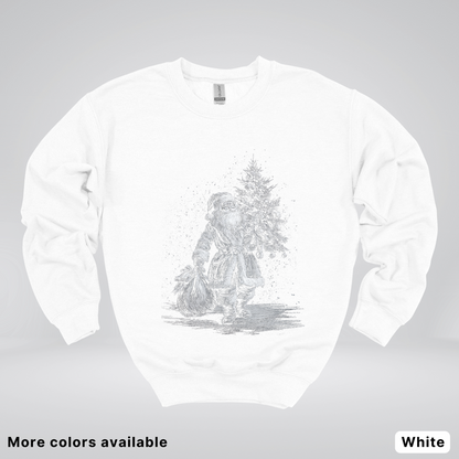 Vintage Santa with Christmas Tree - Crewneck Sweatshirt