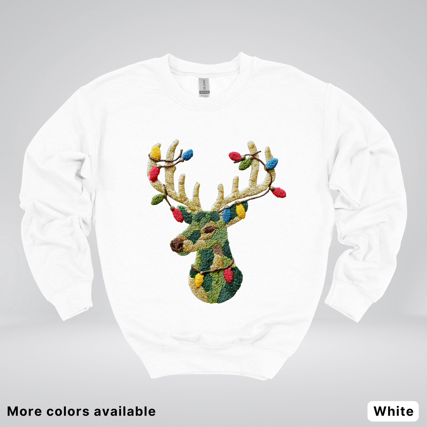 Festive Light-Up Reindeer Hook Yard Faux - Crewneck Sweatshirt