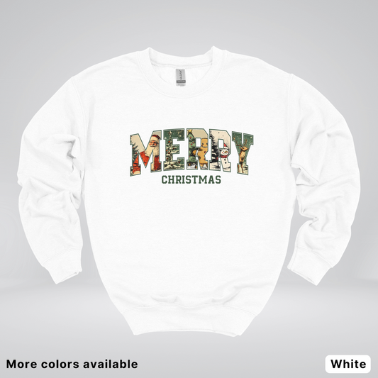 Vintage Merry Christmas Varsity - Crewneck