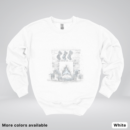 Vintage Christmas Fireplace Scene - Crewneck Sweatshirt