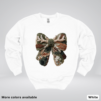 Woodland Winter Bow Hook Yard Faux - Crewneck Sweatshirt