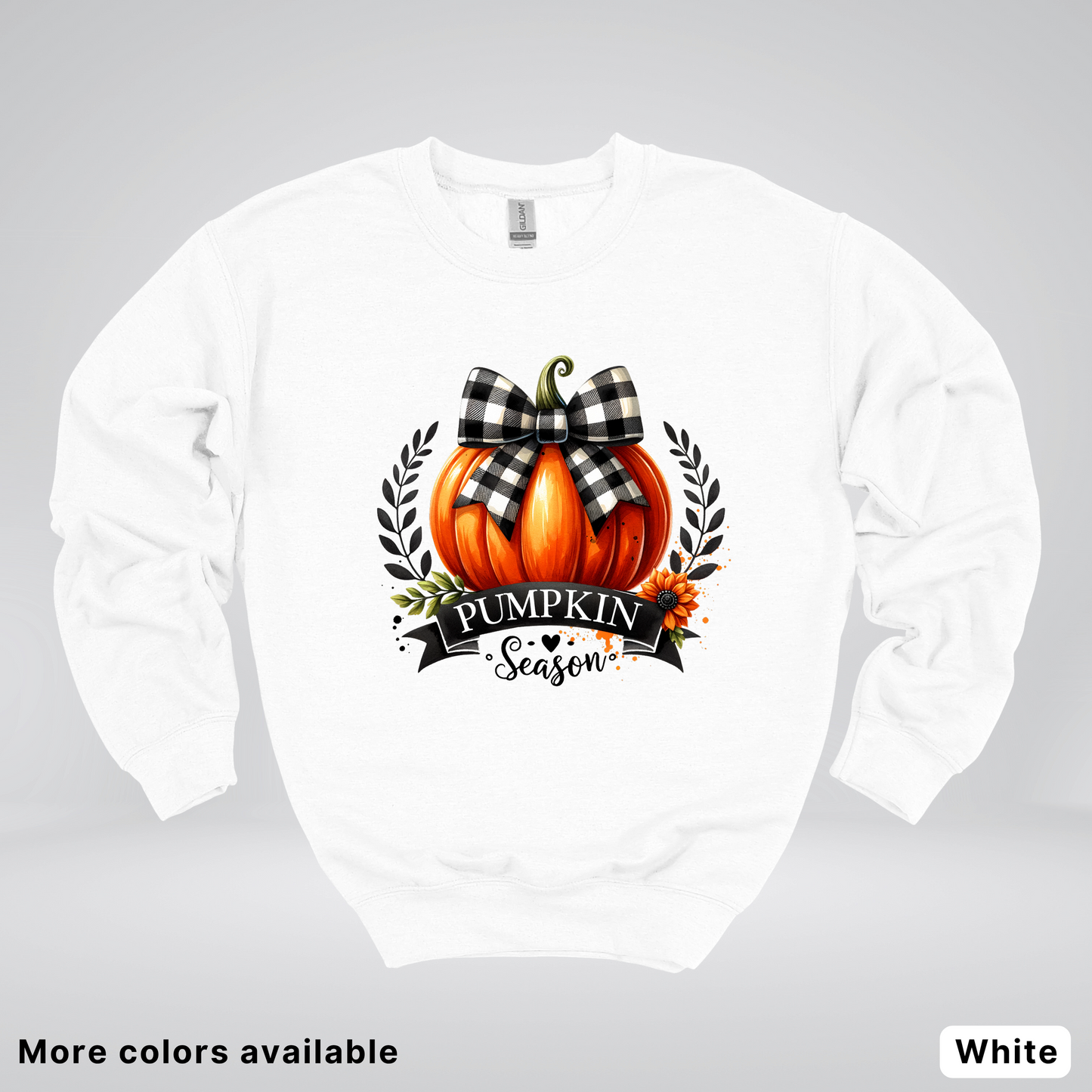 Pumpkin Season Black Plaid Bow - Sweatshirt