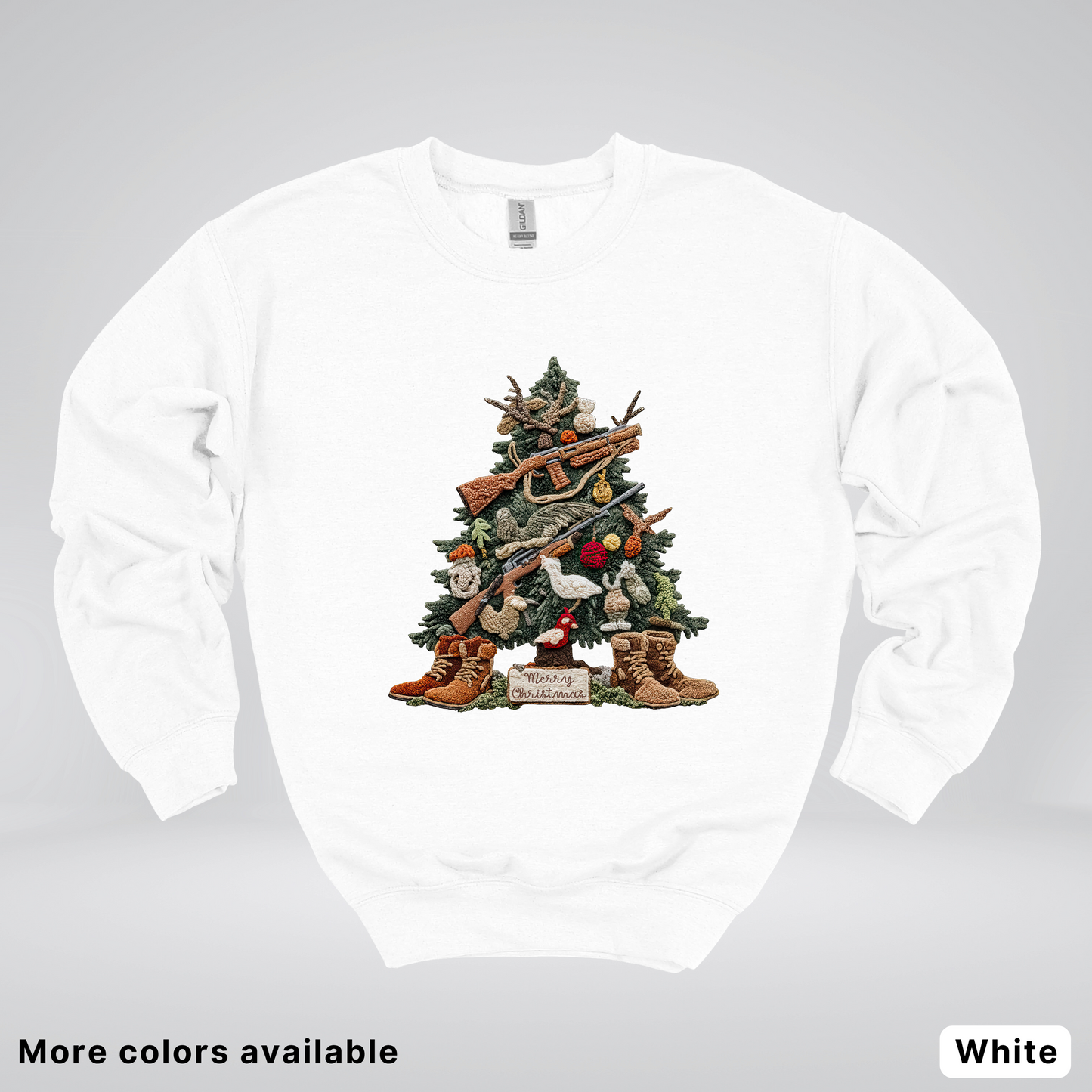 Rustic Holiday Tree & Boots (Hook Yard Faux) - Crewneck Sweatshirt