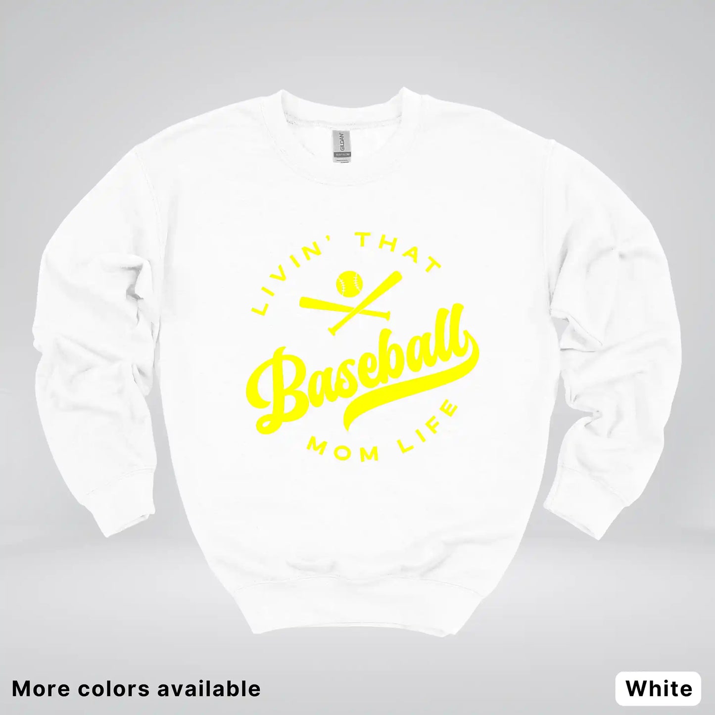 Livin' That Baseball Mom Life - Yellow Design - Crewneck Sweatshirt