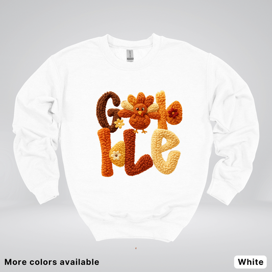 Gobble Crochet Turkey - Crewneck Sweatshirt