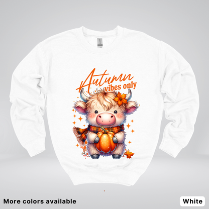 Autumn Fall Vibes Only Small Cow Calf Pumpkin - Crewneck Sweatshirt