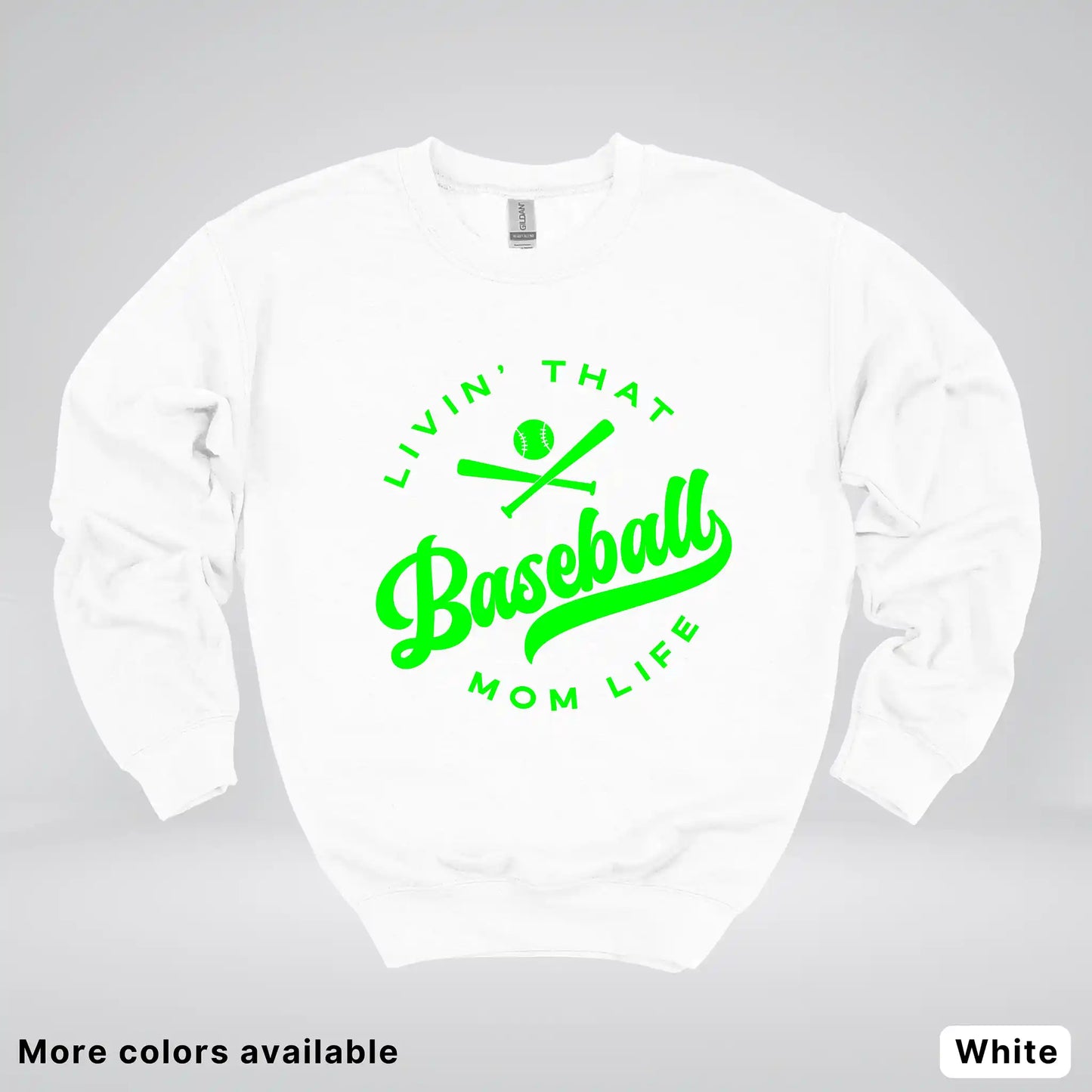 Livin' That Baseball Mom Life - Green Design - Crewneck Sweatshirt