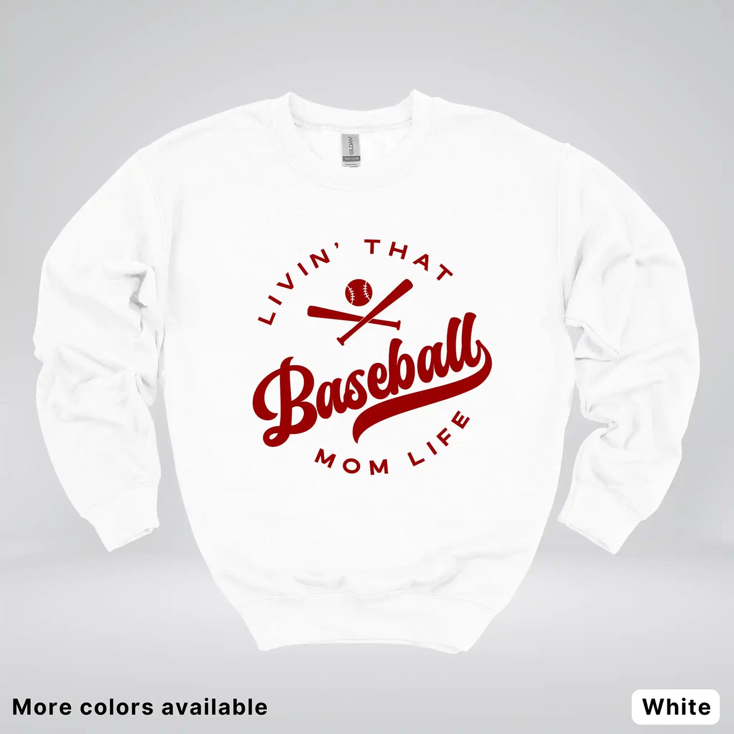 Livin' That Baseball Mom Life – Maroon Design - Crewneck Sweatshirt