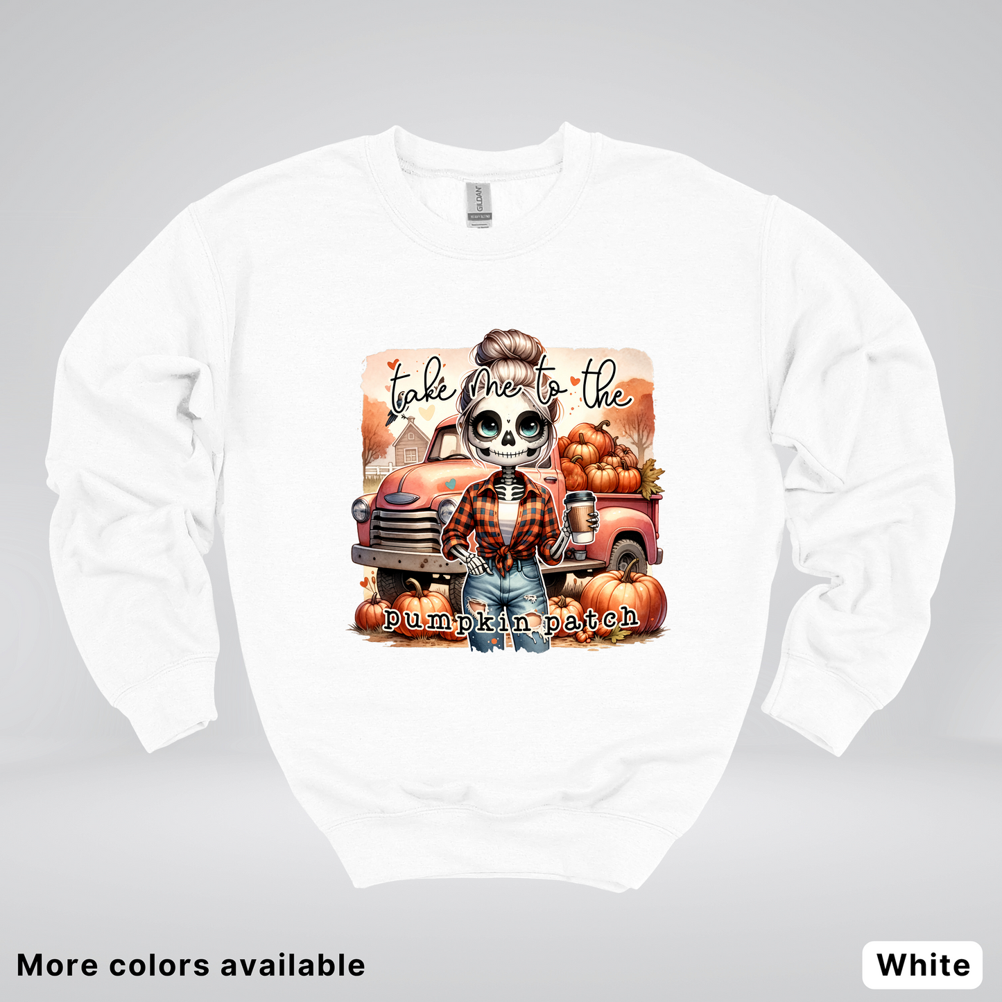 Take Me To The Pumpkin Patch Skeleton - Crewneck Sweatshirts
