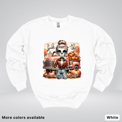 Take Me To The Pumpkin Patch Skeleton - Crewneck Sweatshirts
