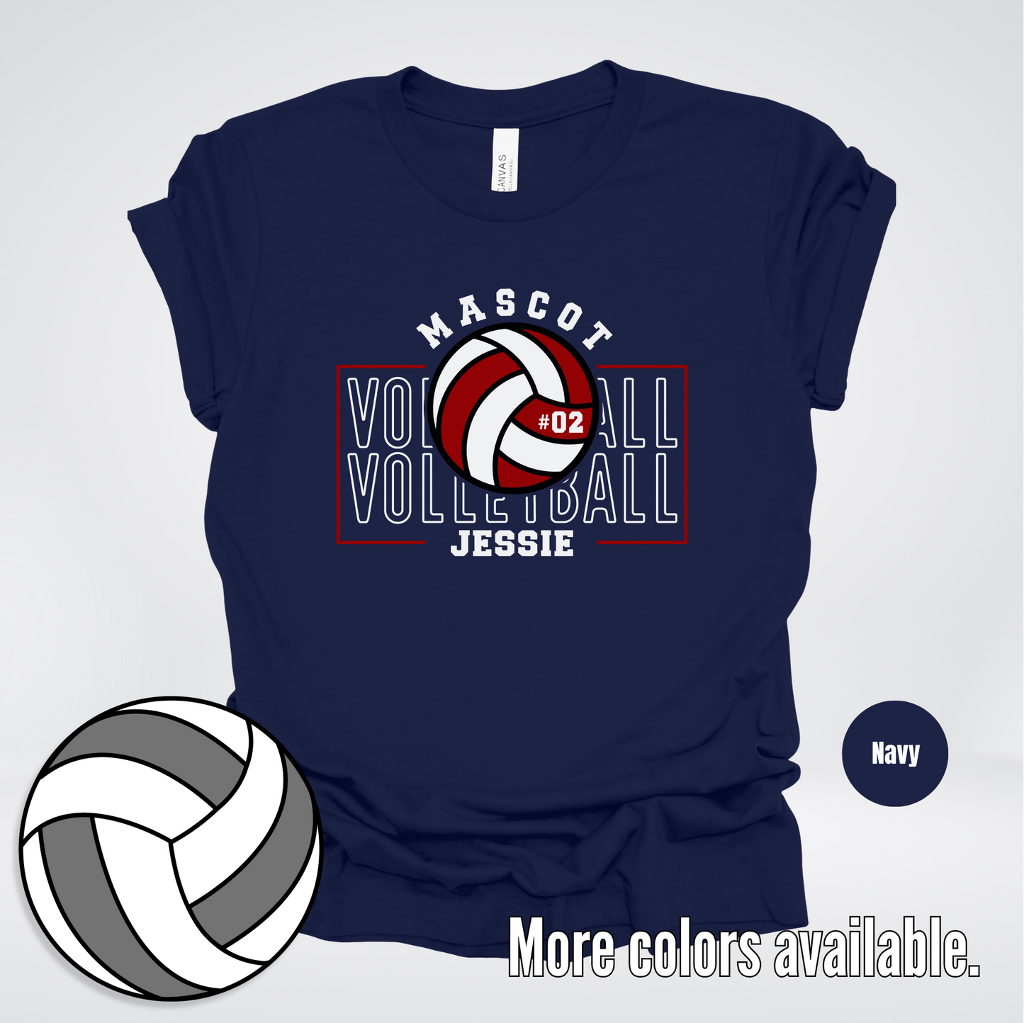 Custom Mascot, Number, & Name - Maroon - Volleyball Design 2 T-Shirt