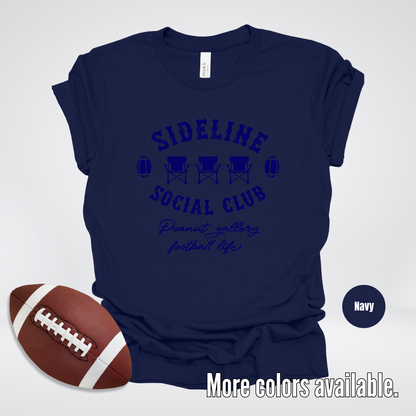 Sideline Social Club Peanut Gallery Football Life Navy Design T-Shirt