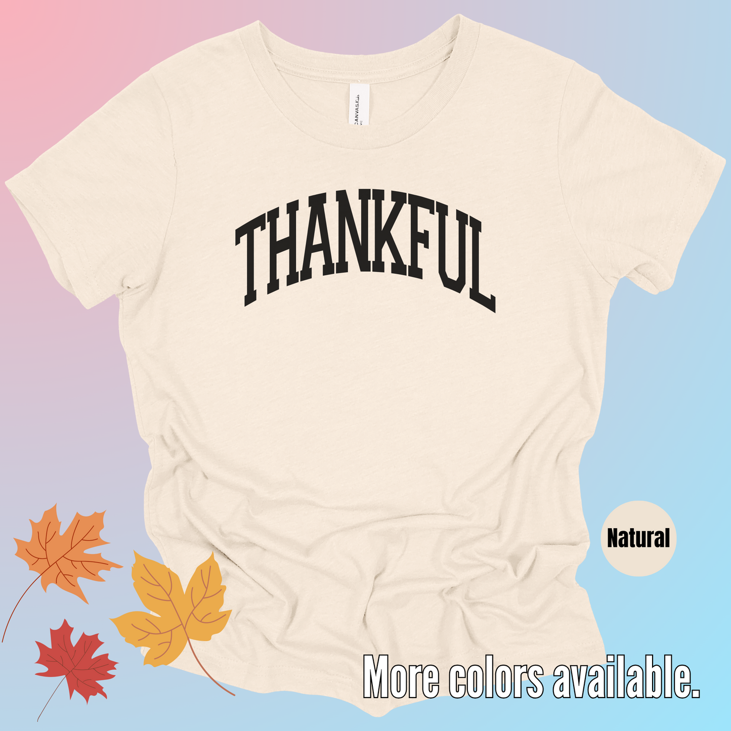 Thankful Varsity Youth T-Shirt - Black Design