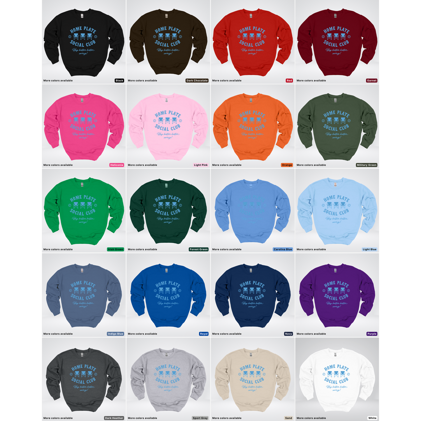 Home Plate Social Club – Light Blue Design - Crewneck
