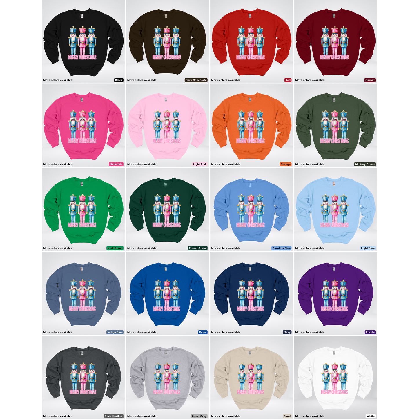 Merry Christmas Pastel Nutcrackers - Crewneck Sweatshirt