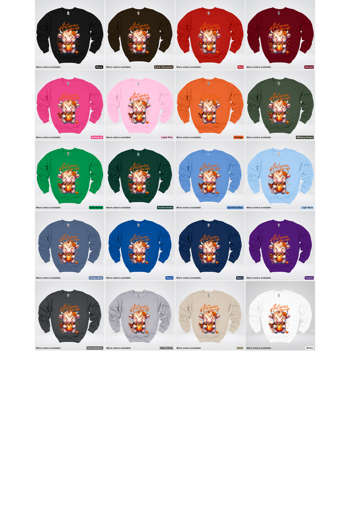 Autumn Fall Vibes Only Small Cow Calf Pumpkin - Crewneck Sweatshirt