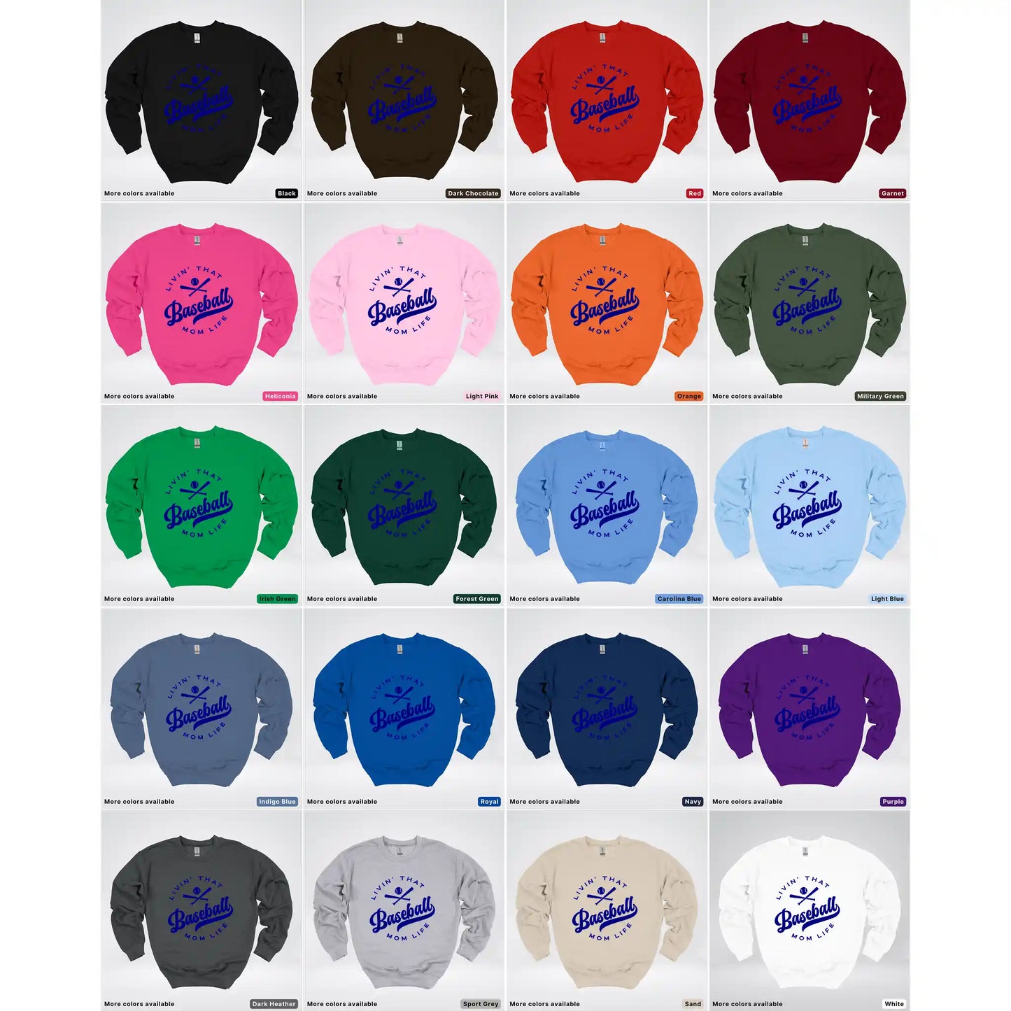 Livin' That Baseball Mom Life - Navy Design - Crewneck Sweatshirt