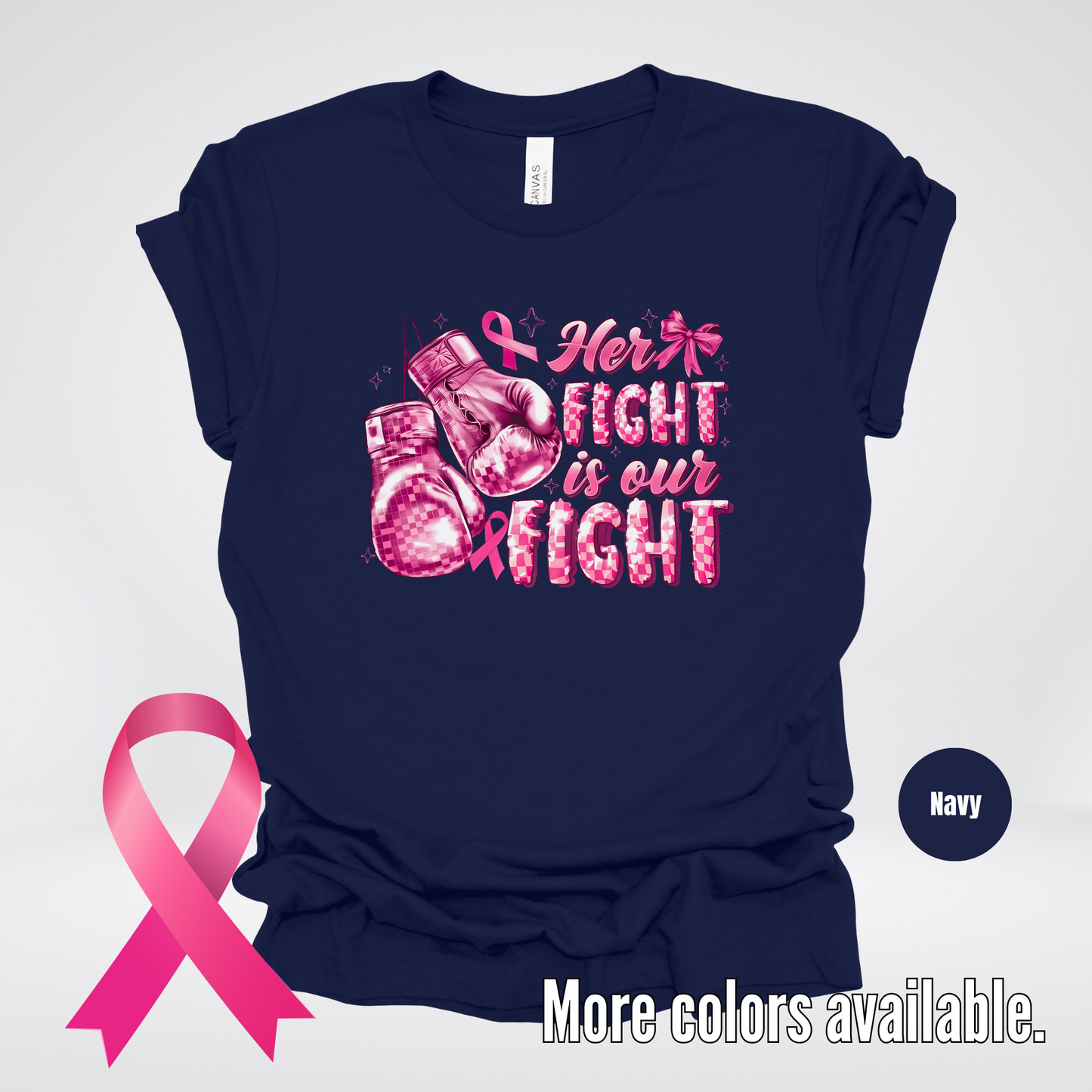 Her Fight Is Our Fight Boxing Coquette Breast Cancer Awareness T-Shirt