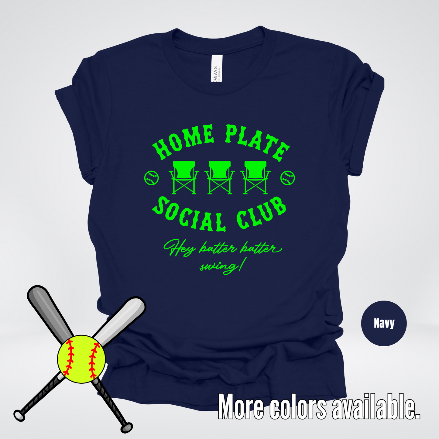 Home Plate Social Club – Green Design - Softball Baseball T-Shirt