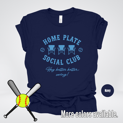 Home Plate Social Club – Light Blue Design - Softball Baseball T-Shirt