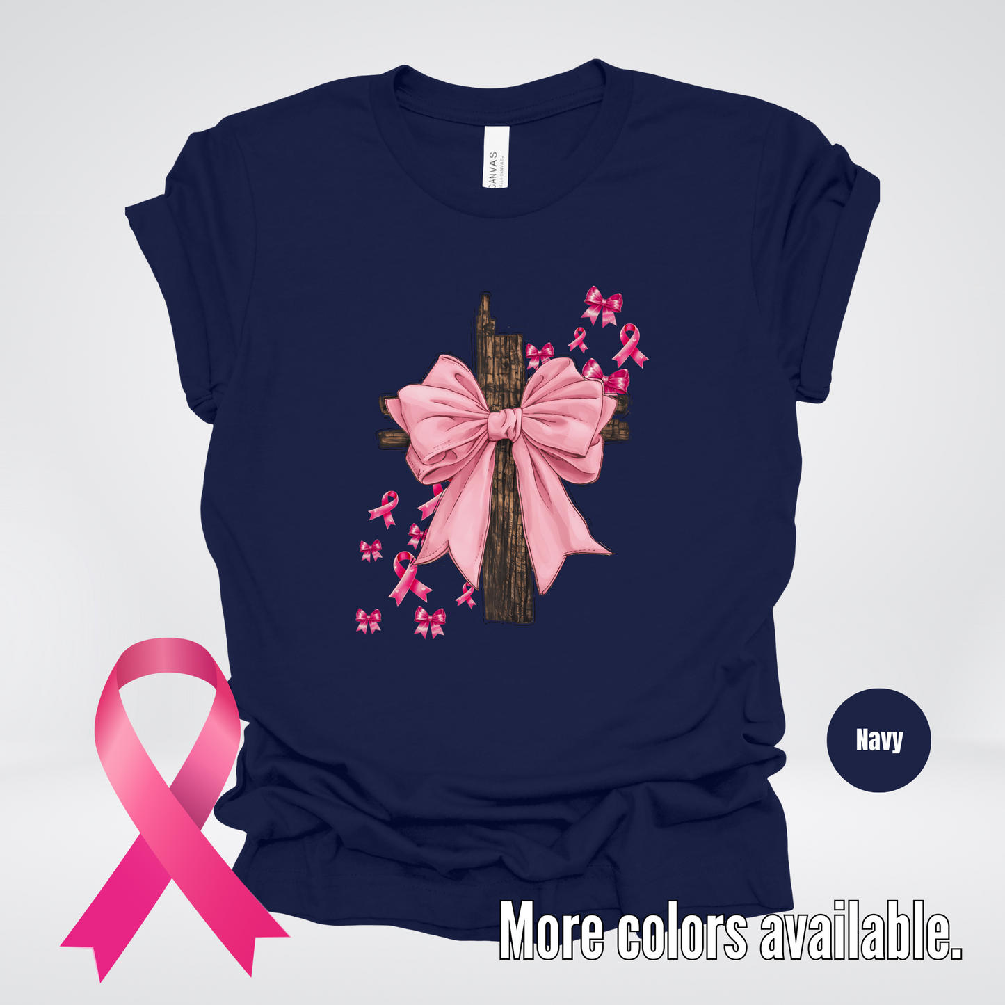 Pink Out Coquette Cross Breast Cancer Awareness T-Shirt