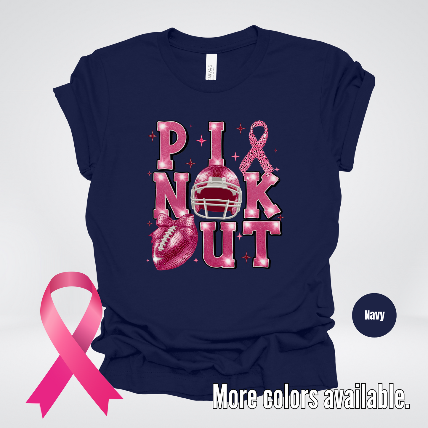 Pink Out Football Coquette Breast Cancer Awareness T-Shirt