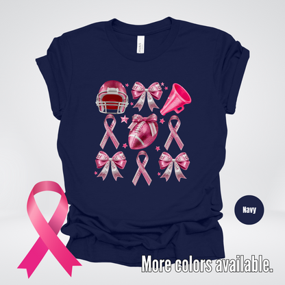 Pink Out Football Coquette Breast Cancer Awareness T-Shirt