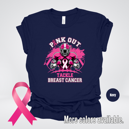 Pink Out Football Tackle Breast Cancer Awareness T-Shirt