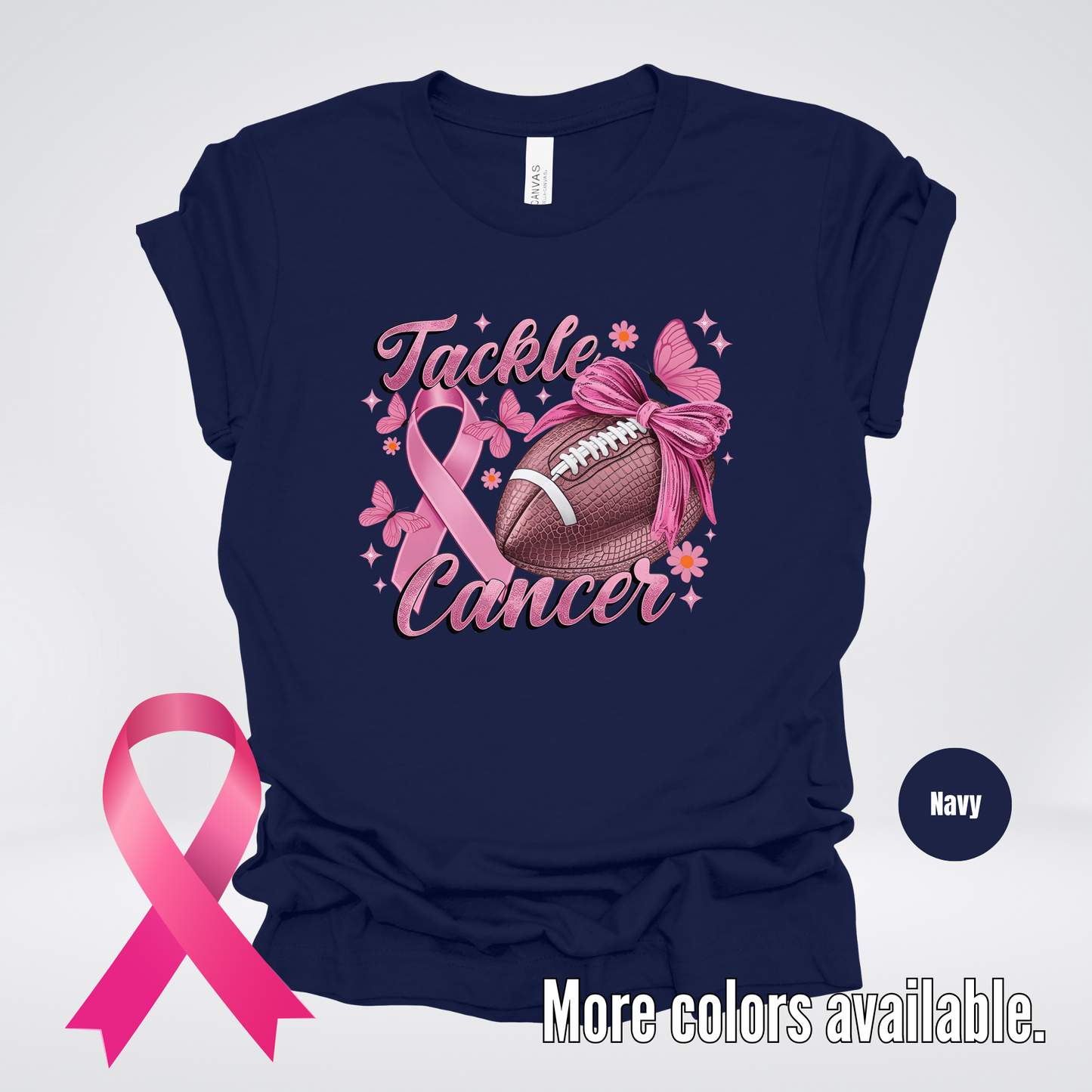 Tackle Cancer Coquette Football Breast Cancer Awareness T-Shirt